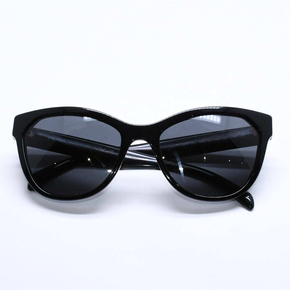 PRADA プラダ サングラス アイウェア キャットアイサングラス SPR 15V サイズ56◻︎19 ブラック シルバーロゴ 美品 中古 4a005168