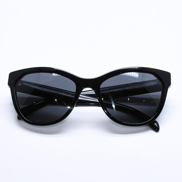 PRADA プラダ サングラス アイウェア キャットアイサングラス SPR 15V サイズ56◻︎19 ブラック シルバーロゴ 美品 中古 4a005168