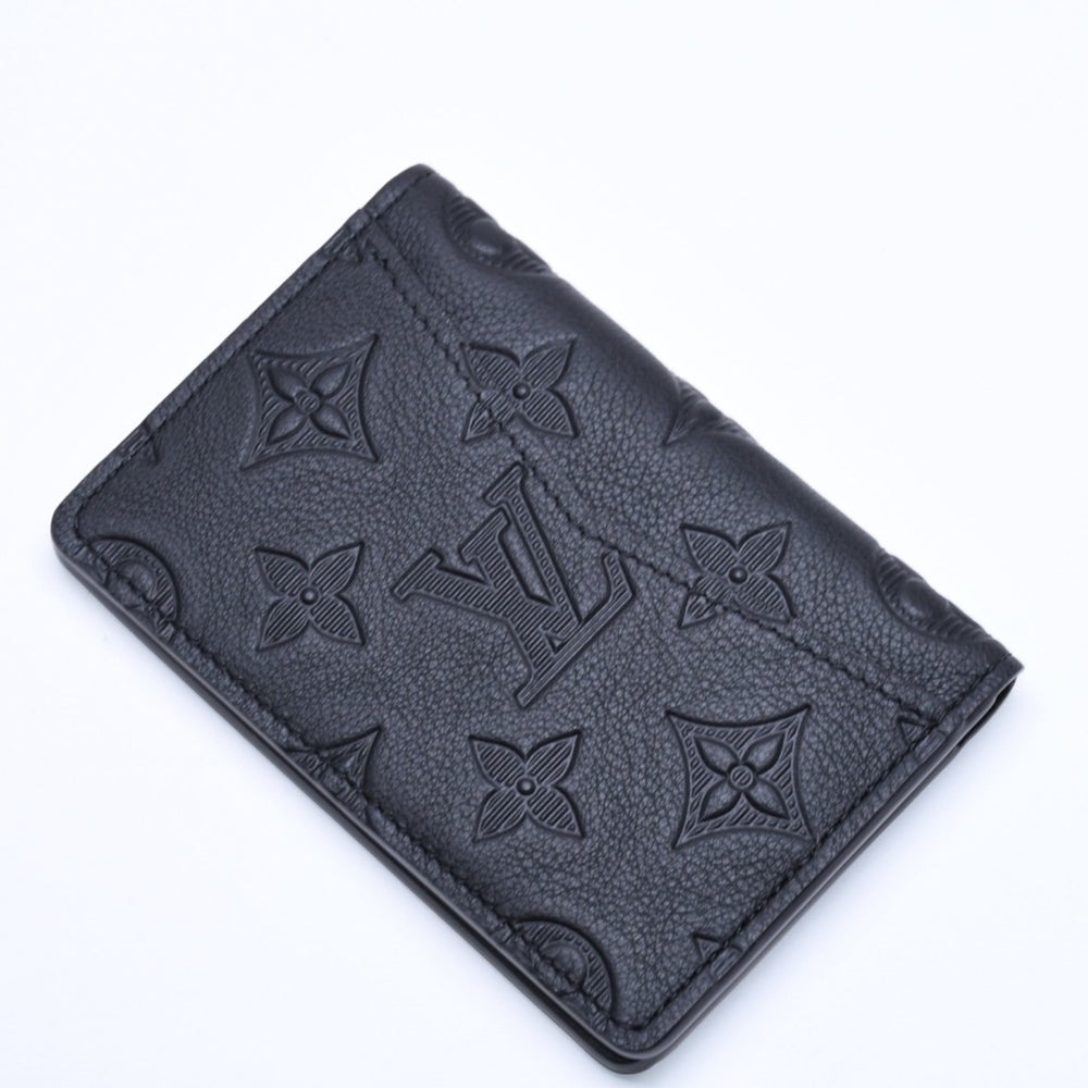 新品同様品 LOUIS VUITTON ルイヴィトン オーガナイザードゥポッシュ カードケース M62899 ブラック レザー 中古 4a005662