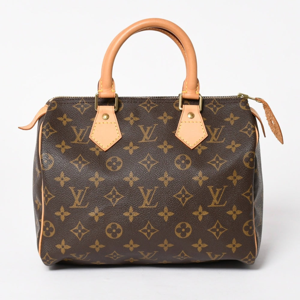 Like new LOUIS VUITTON Speedy 25 handbag M41528 Monogram PVC tanned leather Brown gold hardware Used 4a005663