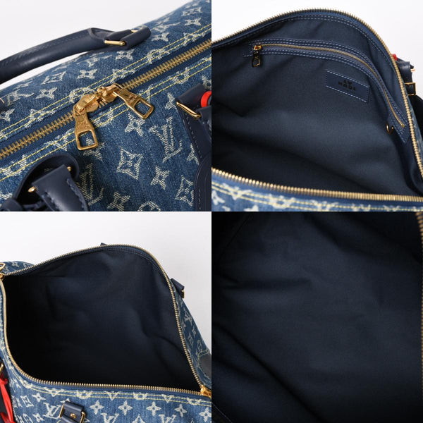 Very good condition LOUIS VUITTON × NIGO Keepall Bandouliere 50 M45975 Boston bag Monogram denim leather Navy Gold hardware Used 4a005642