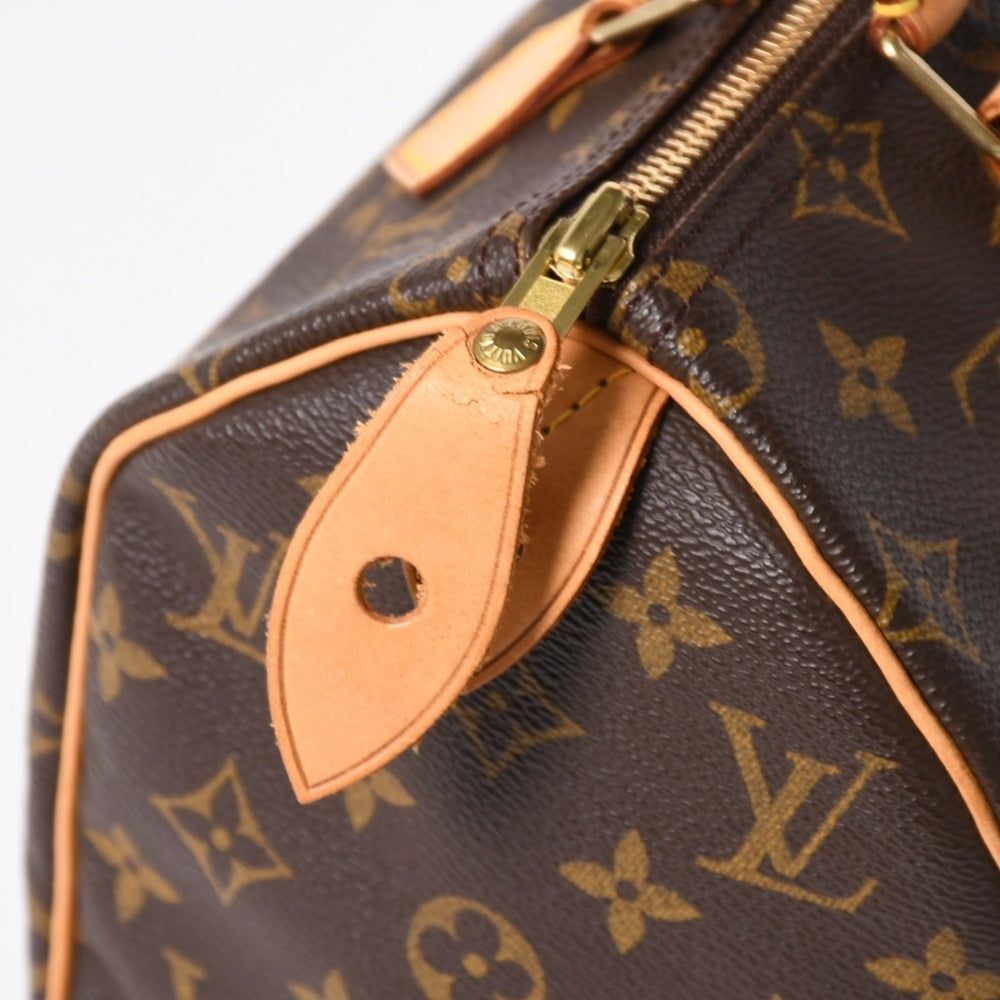 新品同様品 LOUIS VUITTON ルイヴィトン スピーディ25 ハンドバック M41528 モノグラム PVC ヌメ革 レザー ブラウン ゴールド金具 中古 4a005663