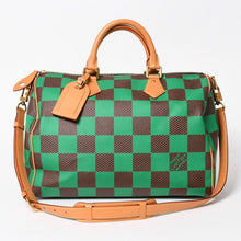 画像をギャラリービューアに読み込む, 極美品 LOUIS VUITTON ルイヴィトン スピーディ バンドリエール40 ハンドバッグ N40579 ダミエ ポップ グリーン 中古 4a005681