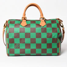 画像をギャラリービューアに読み込む, 極美品 LOUIS VUITTON ルイヴィトン スピーディ バンドリエール40 ハンドバッグ N40579 ダミエ ポップ グリーン 中古 4a005681