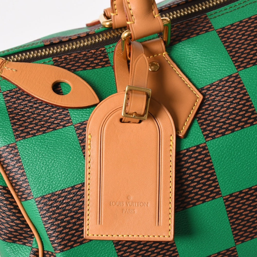 極美品 LOUIS VUITTON ルイヴィトン スピーディ バンドリエール40 ハンドバッグ N40579 ダミエ ポップ グリーン 中古 4a005681