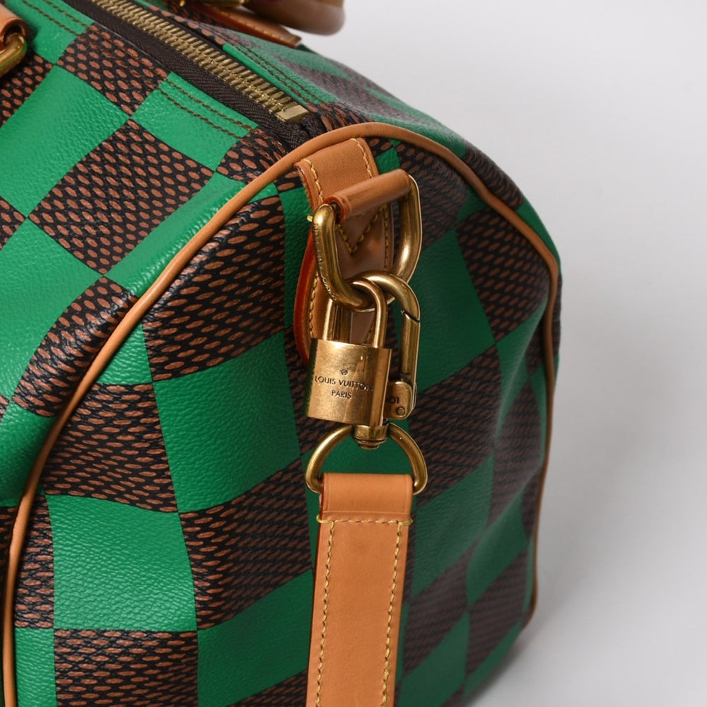極美品 LOUIS VUITTON ルイヴィトン スピーディ バンドリエール40 ハンドバッグ N40579 ダミエ ポップ グリーン 中古 4a005681