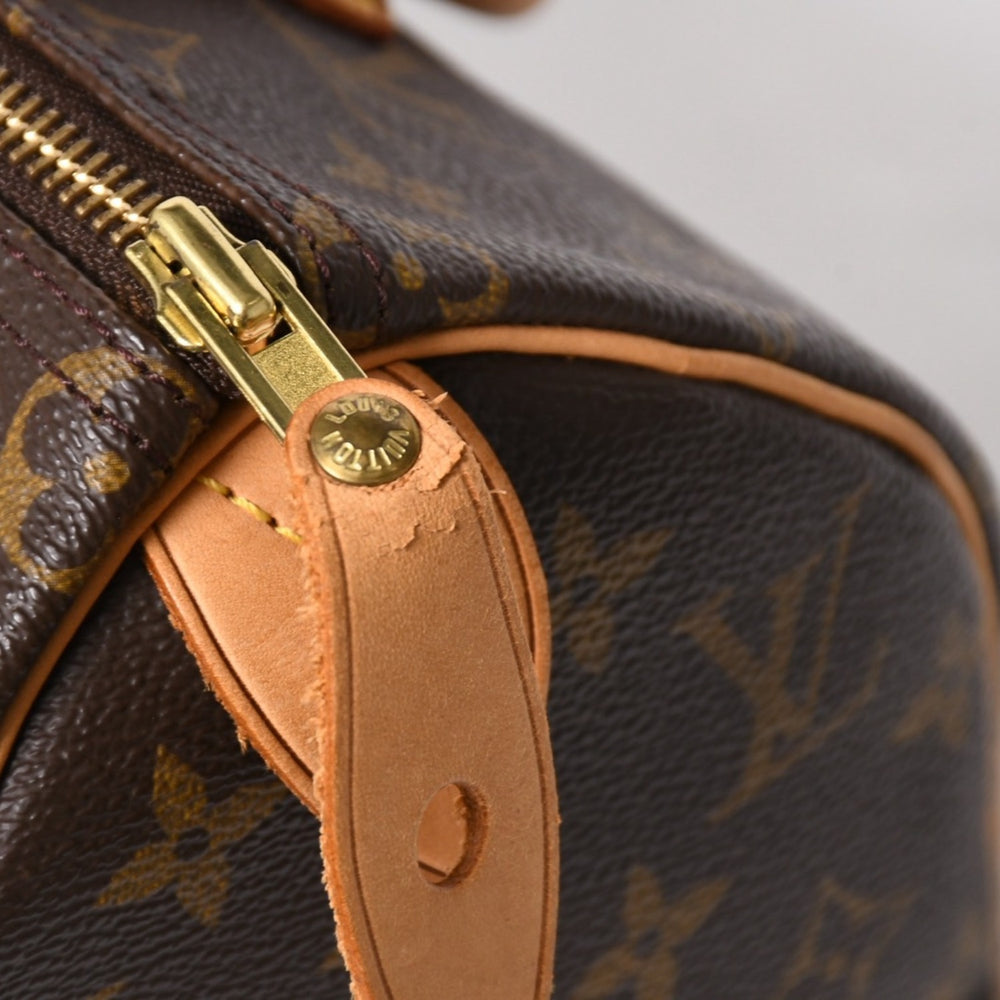 新品同様品 LOUIS VUITTON ルイヴィトン スピーディ25 ハンドバック M41528 モノグラム PVC ヌメ革 レザー ブラウン ゴールド金具 中古 4a005663