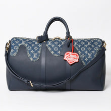 画像をギャラリービューアに読み込む, 極美品 LOUIS VUITTON ルイヴィトン × NIGO キーポル バンドリエール50 M45975 ボストンバッグ モノグラムデニム レザー ネイビー ゴールド金具 中古 4a005642