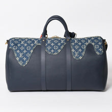 画像をギャラリービューアに読み込む, 極美品 LOUIS VUITTON ルイヴィトン × NIGO キーポル バンドリエール50 M45975 ボストンバッグ モノグラムデニム レザー ネイビー ゴールド金具 中古 4a005642