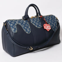 画像をギャラリービューアに読み込む, 極美品 LOUIS VUITTON ルイヴィトン × NIGO キーポル バンドリエール50 M45975 ボストンバッグ モノグラムデニム レザー ネイビー ゴールド金具 中古 4a005642