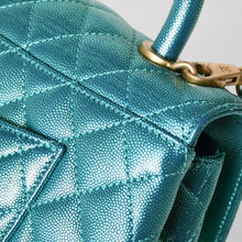 将图片加载到图库查看器，極美品 CHANEL シャネル ココハンドル 29 2WAYバッグ 28番台 ココマーク キャビアスキン メタリックグリーン ゴールド金具 中古 4a005666