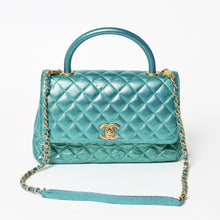 将图片加载到图库查看器，極美品 CHANEL シャネル ココハンドル 29 2WAYバッグ 28番台 ココマーク キャビアスキン メタリックグリーン ゴールド金具 中古 4a005666