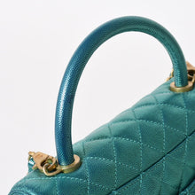 将图片加载到图库查看器，極美品 CHANEL シャネル ココハンドル 29 2WAYバッグ 28番台 ココマーク キャビアスキン メタリックグリーン ゴールド金具 中古 4a005666