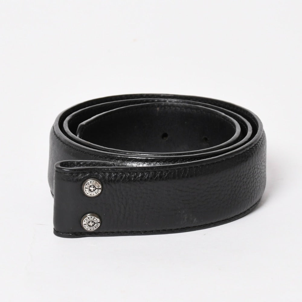 CHROME HEARTS クロムハーツ 1.5 BELT STRAP 1.5インチ レザーベルトストラップ サイズ30 ホースシュー シルバー925 美品 中古 4a005742
