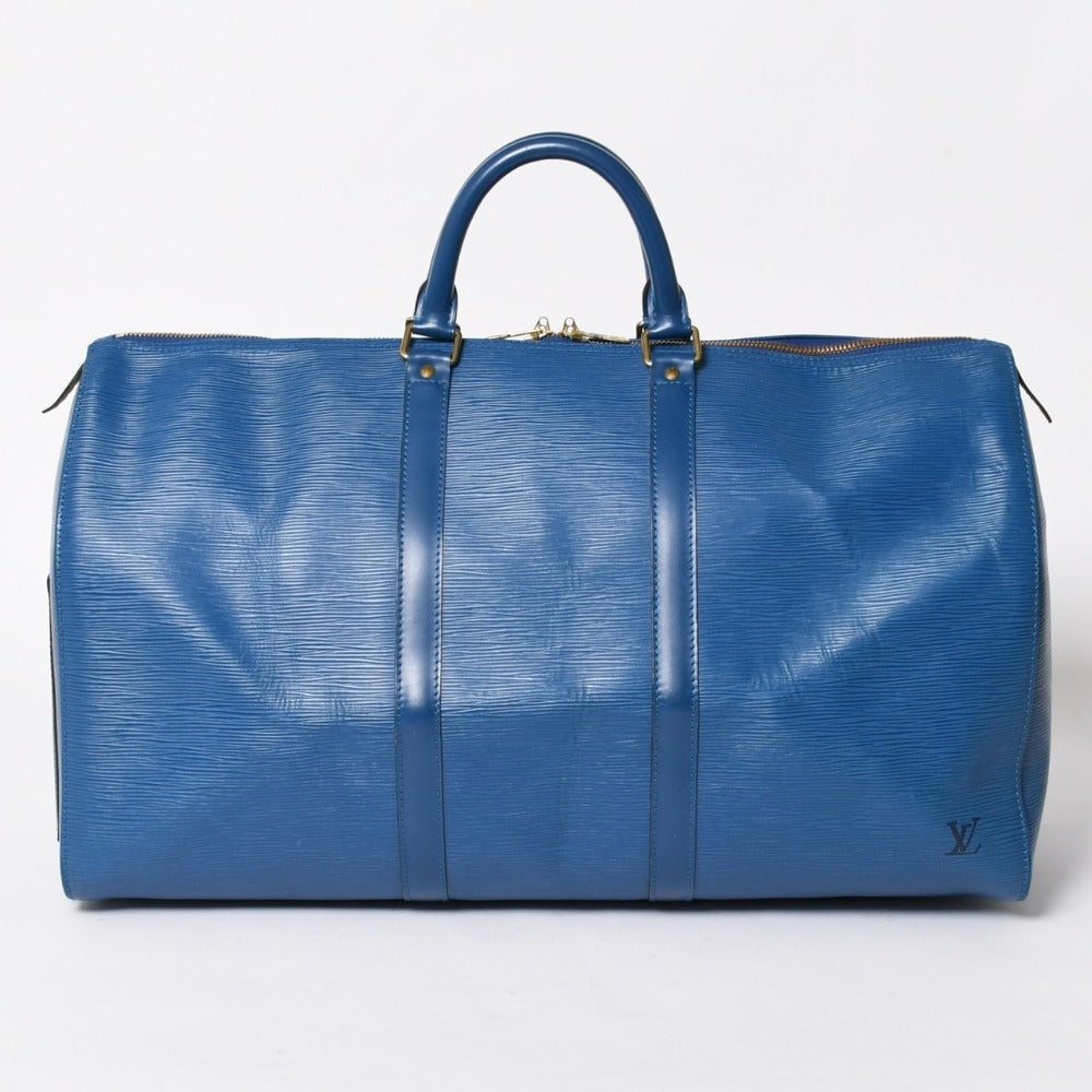 LOUIS VUITTON ルイヴィトン ボストンバッグ エピ M42965 キーポル50 ブルー レザー PVC ゴールド金具 美品 中古 4a005775