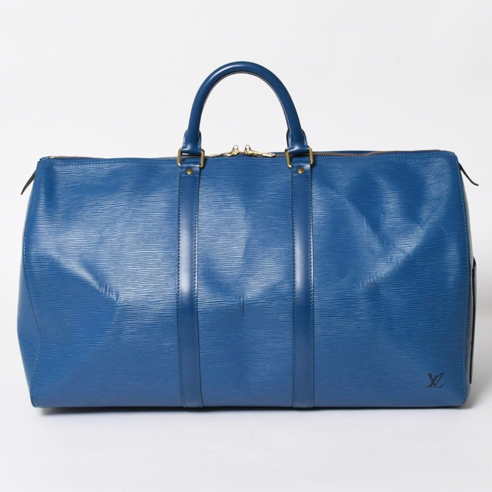 LOUIS VUITTON ルイヴィトン ボストンバッグ エピ M42965 キーポル50 ブルー レザー PVC ゴールド金具 美品 中古 4a005775