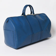 将图片加载到图库查看器，LOUIS VUITTON ルイヴィトン ボストンバッグ エピ M42965 キーポル50 ブルー レザー PVC ゴールド金具 美品 中古 4a005775