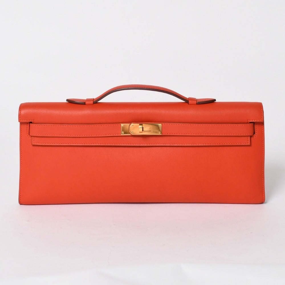 Like new HERMES KELLY CUT Kelly cut handbag Vaux Swift Capucines Silver hardware T stamp Used 4a005774