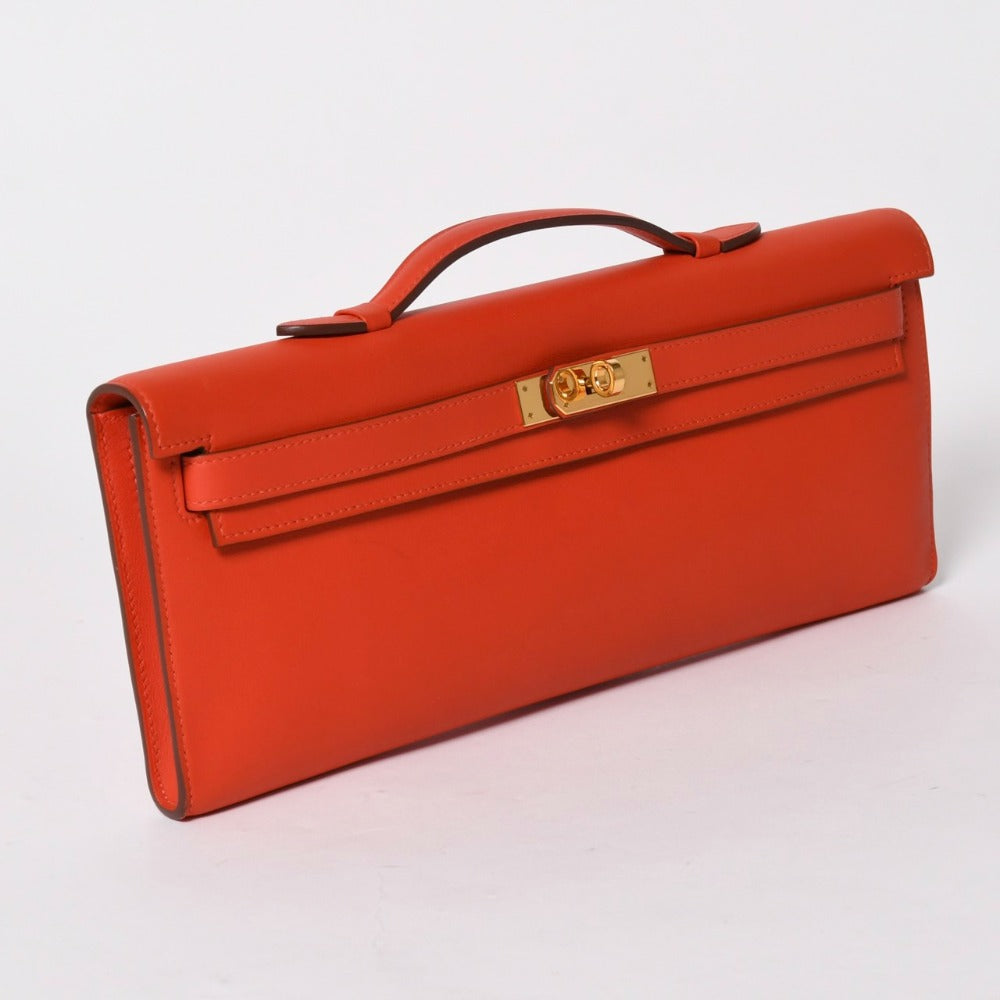 新品同様 HERMES エルメス KELLY CUT ケリーカット ハンドバッグ ヴォースイフト カプシーヌ シルバー金具 T刻印 中古 4a005774