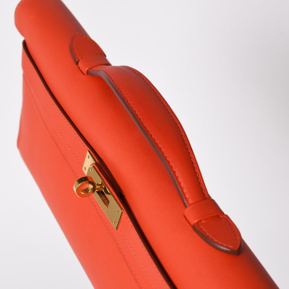 新品同様 HERMES エルメス KELLY CUT ケリーカット ハンドバッグ ヴォースイフト カプシーヌ シルバー金具 T刻印 中古 4a005774