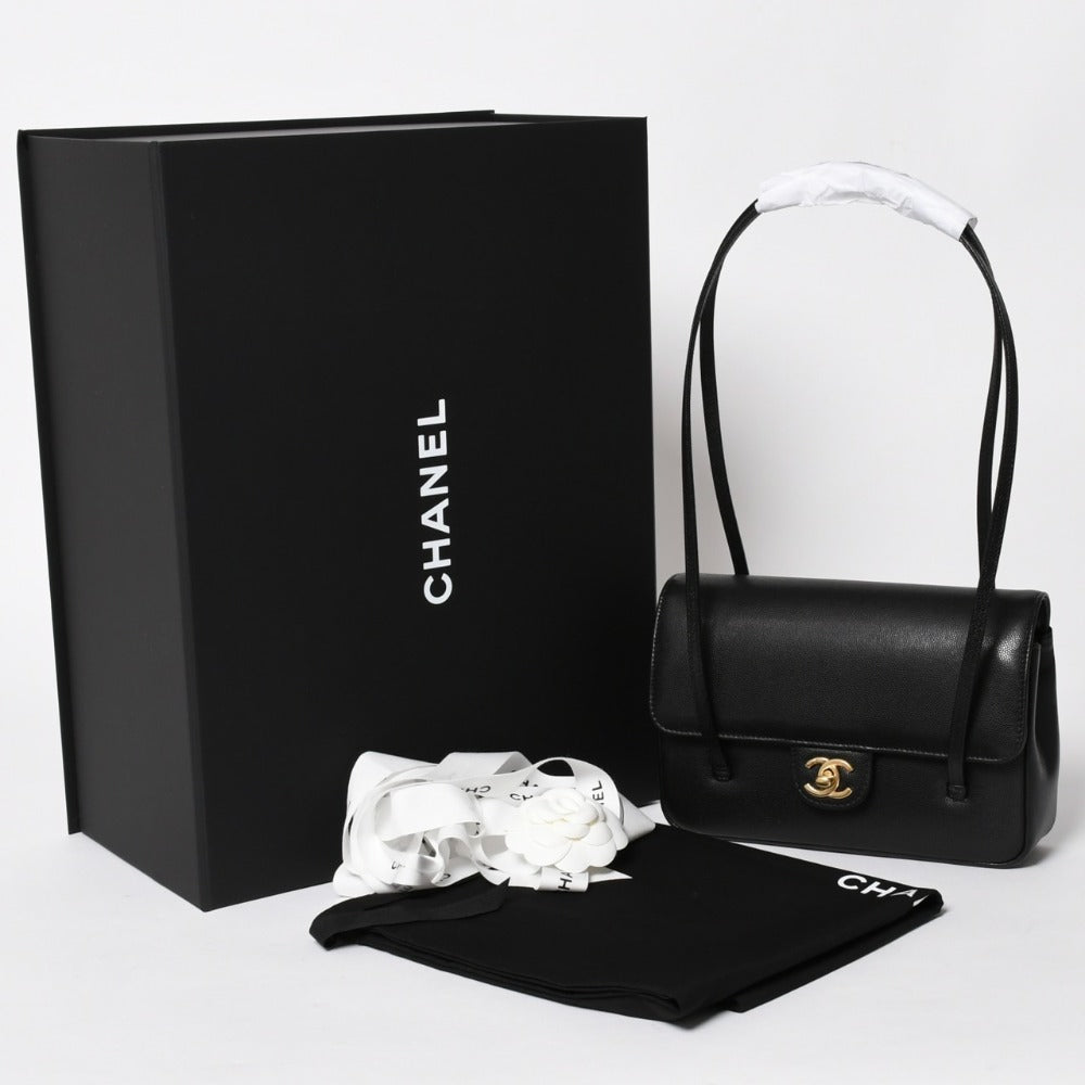 新品未使用 CHANEL シャネル スモール フラップバッグ ワンショルダーバッグ AS6130 ランダム番台 ココマーク キャビアスキン ブラック 中古 4a005870