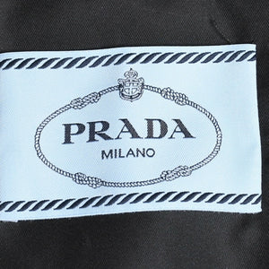 極美品 PRADA プラダ Re-Nylonトライアングルロゴ クロップド フード付き ジャケット ブラック サイズ36 シルバー金具 中古 4a005669