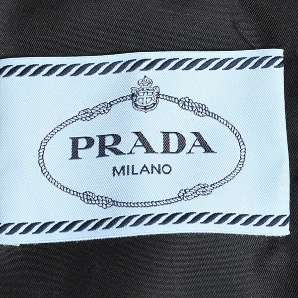 極美品 PRADA プラダ Re-Nylonトライアングルロゴ クロップド フード付き ジャケット ブラック サイズ36 シルバー金具 中古 4a005669