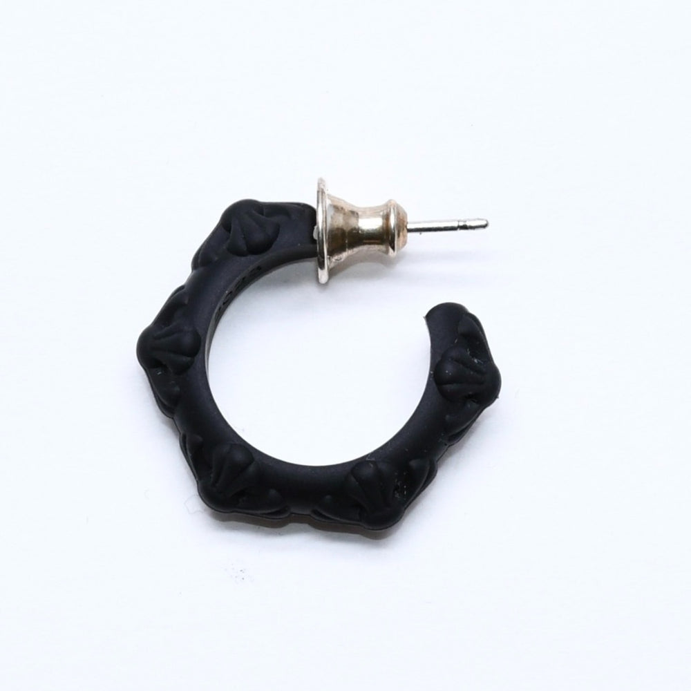 新品未使用品 CHROME HEARTS クロムハーツ ラバー RUBBER HOOP CROSS SML クロスバンドフープシリコンピアス 重量0.69 ブラック 中古 4a005749
