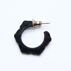新品未使用品 CHROME HEARTS クロムハーツ ラバー RUBBER HOOP CROSS SML クロスバンドフープシリコンピアス 重量0.69 ブラック 中古 4a005749
