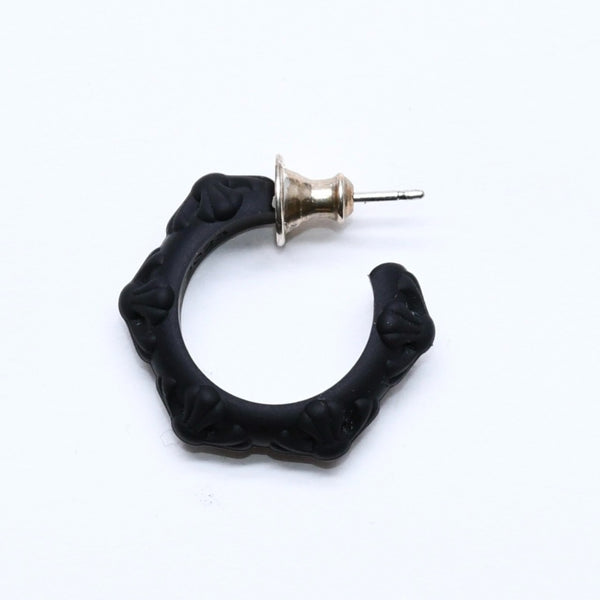 新品未使用品 CHROME HEARTS クロムハーツ ラバー RUBBER HOOP CROSS SML クロスバンドフープシリコンピアス 重量0.69 ブラック 中古 4a005749