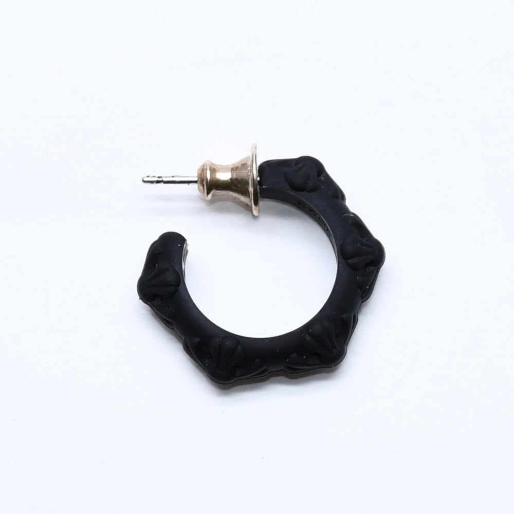 新品未使用品 CHROME HEARTS クロムハーツ ラバー RUBBER HOOP CROSS SML クロスバンドフープシリコンピアス 重量0.69 ブラック 中古 4a005749