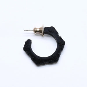 新品未使用品 CHROME HEARTS クロムハーツ ラバー RUBBER HOOP CROSS SML クロスバンドフープシリコンピアス 重量0.69 ブラック 中古 4a005749