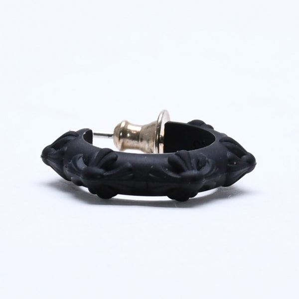 新品未使用品 CHROME HEARTS クロムハーツ ラバー RUBBER HOOP CROSS SML クロスバンドフープシリコンピアス 重量0.69 ブラック 中古 4a005749