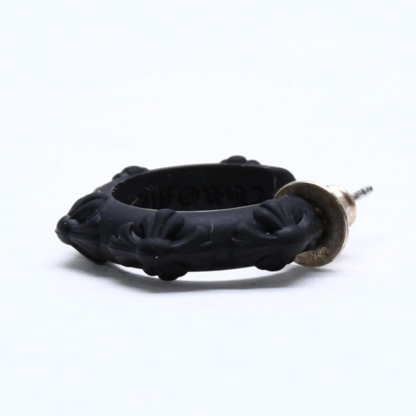 新品未使用品 CHROME HEARTS クロムハーツ ラバー RUBBER HOOP CROSS SML クロスバンドフープシリコンピアス 重量0.69 ブラック 中古 4a005749