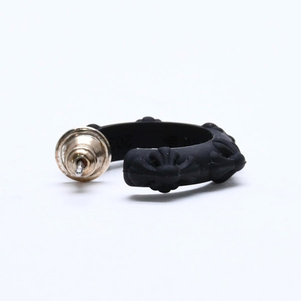 新品未使用品 CHROME HEARTS クロムハーツ ラバー RUBBER HOOP CROSS SML クロスバンドフープシリコンピアス 重量0.69 ブラック 中古 4a005749