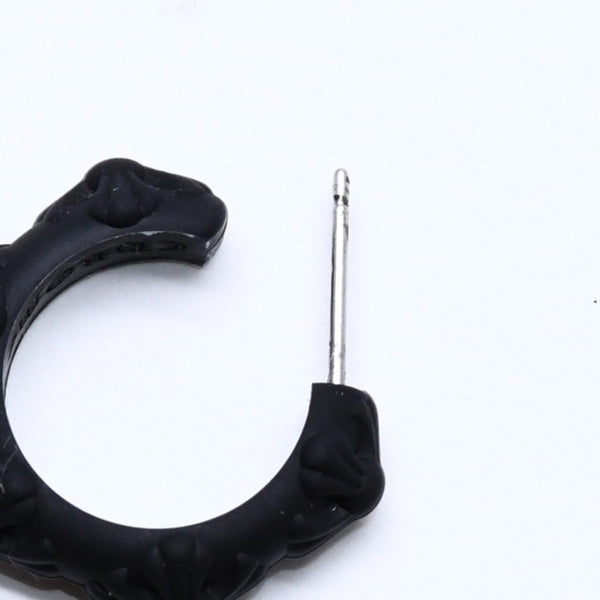 新品未使用品 CHROME HEARTS クロムハーツ ラバー RUBBER HOOP CROSS SML クロスバンドフープシリコンピアス 重量0.69 ブラック 中古 4a005749