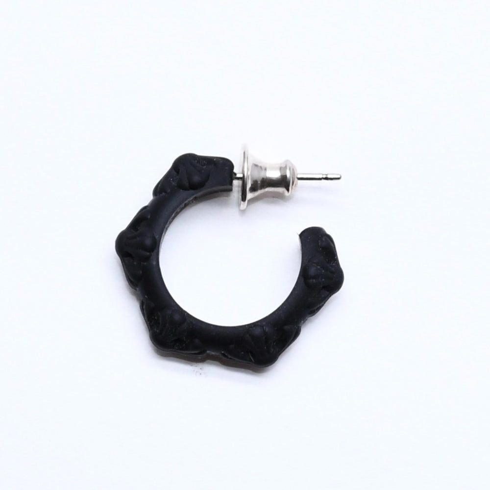 新品未使用品 CHROME HEARTS クロムハーツ ラバー RUBBER HOOP CROSS SML クロスバンドフープシリコンピアス 重量0.71 ブラック 中古 4a005751