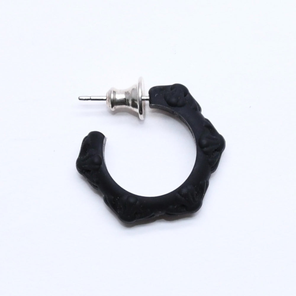 新品未使用品 CHROME HEARTS クロムハーツ ラバー RUBBER HOOP CROSS SML クロスバンドフープシリコンピアス 重量0.71 ブラック 中古 4a005751