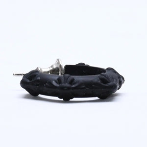 新品未使用品 CHROME HEARTS クロムハーツ ラバー RUBBER HOOP CROSS SML クロスバンドフープシリコンピアス 重量0.71 ブラック 中古 4a005751