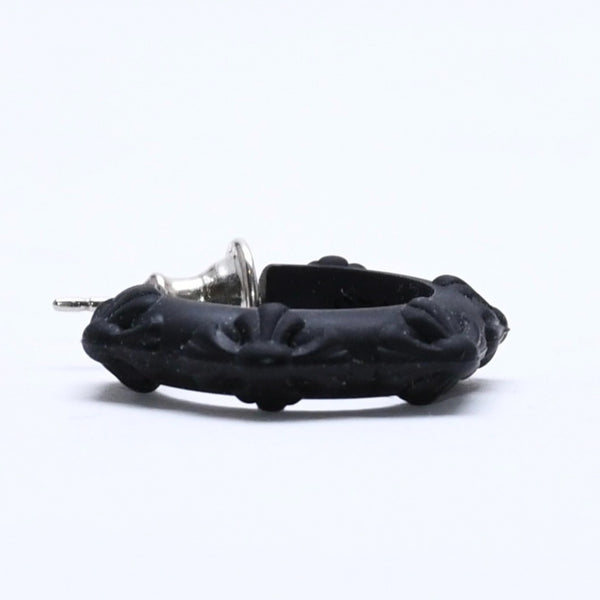 新品未使用品 CHROME HEARTS クロムハーツ ラバー RUBBER HOOP CROSS SML クロスバンドフープシリコンピアス 重量0.71 ブラック 中古 4a005751