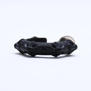 新品未使用品 CHROME HEARTS クロムハーツ ラバー RUBBER HOOP CROSS SML クロスバンドフープシリコンピアス 重量0.71 ブラック 中古 4a005751