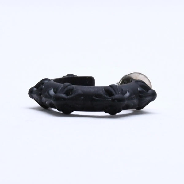 新品未使用品 CHROME HEARTS クロムハーツ ラバー RUBBER HOOP CROSS SML クロスバンドフープシリコンピアス 重量0.71 ブラック 中古 4a005751