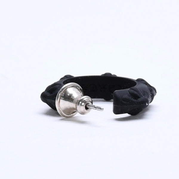 新品未使用品 CHROME HEARTS クロムハーツ ラバー RUBBER HOOP CROSS SML クロスバンドフープシリコンピアス 重量0.71 ブラック 中古 4a005751