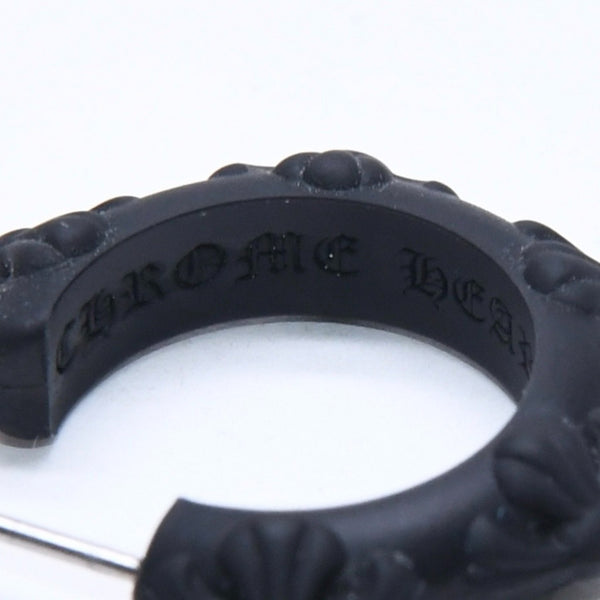 新品未使用品 CHROME HEARTS クロムハーツ ラバー RUBBER HOOP CROSS SML クロスバンドフープシリコンピアス 重量0.71 ブラック 中古 4a005751