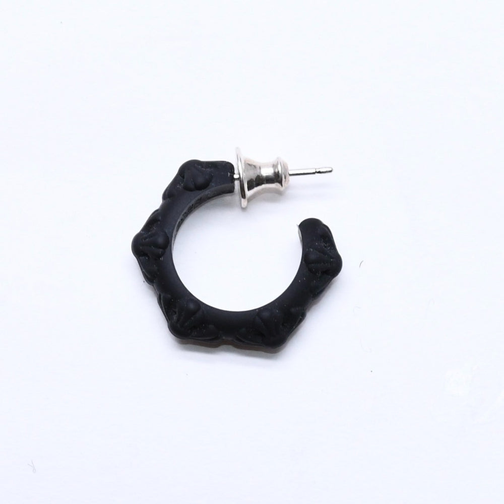 新品未使用品 CHROME HEARTS クロムハーツ ラバー RUBBER HOOP CROSS SML クロスバンドフープシリコンピアス 重量0.71 ブラック 中古 4a005748