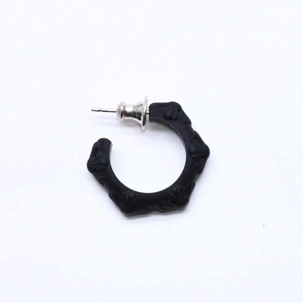 新品未使用品 CHROME HEARTS クロムハーツ ラバー RUBBER HOOP CROSS SML クロスバンドフープシリコンピアス 重量0.71 ブラック 中古 4a005748