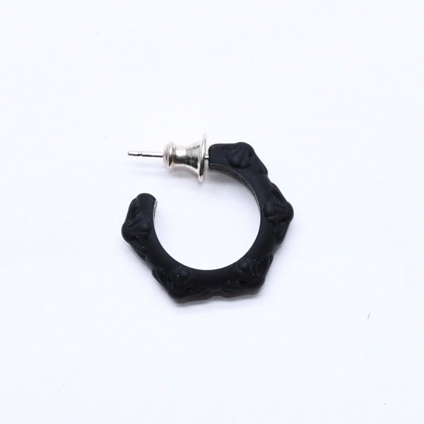 新品未使用品 CHROME HEARTS クロムハーツ ラバー RUBBER HOOP CROSS SML クロスバンドフープシリコンピアス 重量0.71 ブラック 中古 4a005748