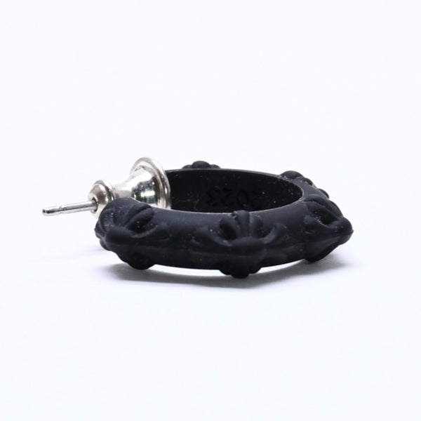 新品未使用品 CHROME HEARTS クロムハーツ ラバー RUBBER HOOP CROSS SML クロスバンドフープシリコンピアス 重量0.71 ブラック 中古 4a005748