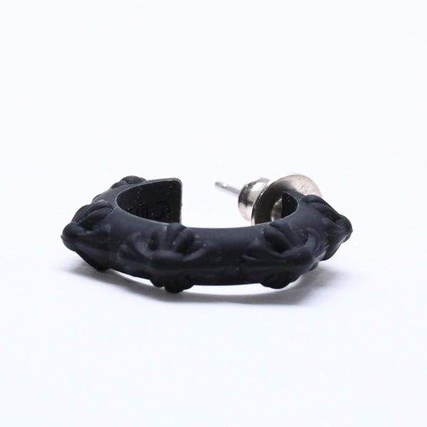 新品未使用品 CHROME HEARTS クロムハーツ ラバー RUBBER HOOP CROSS SML クロスバンドフープシリコンピアス 重量0.71 ブラック 中古 4a005748