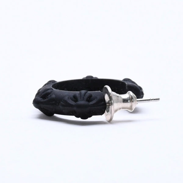 新品未使用品 CHROME HEARTS クロムハーツ ラバー RUBBER HOOP CROSS SML クロスバンドフープシリコンピアス 重量0.71 ブラック 中古 4a005748